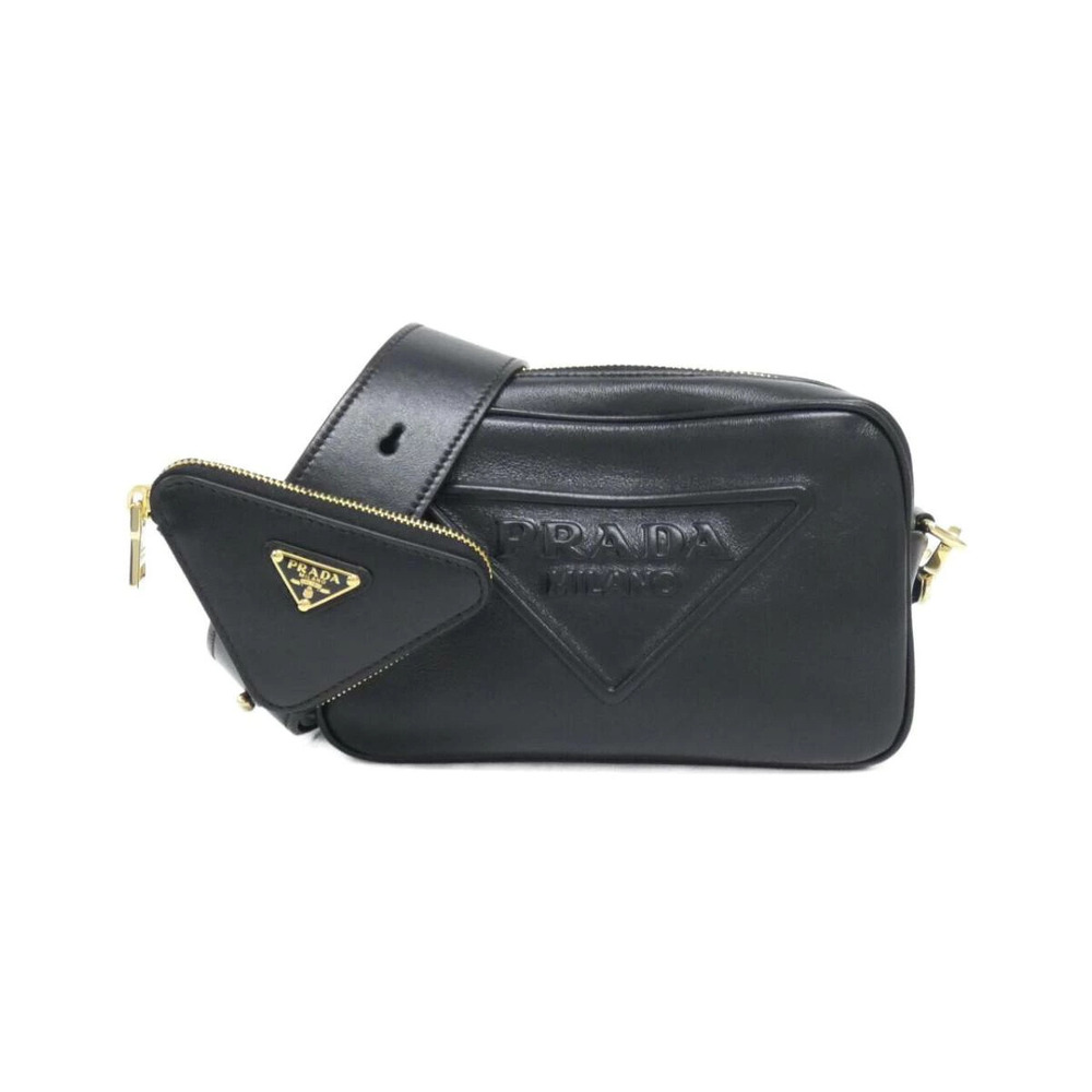 Prada Camera Bag black smooth leather embossed logo